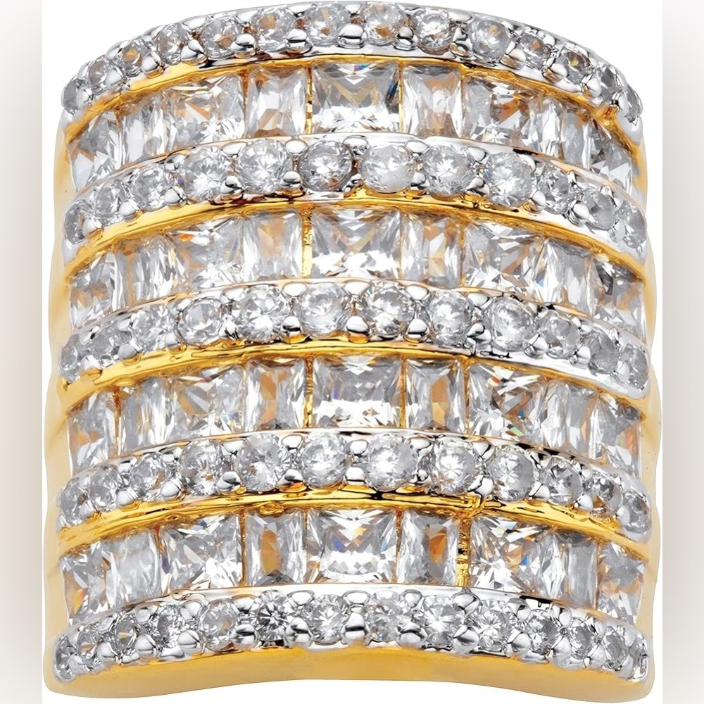 PalmBeach Jewelry Large, Wide Band Channel Set CZ Cocktail Ring. Size 6.